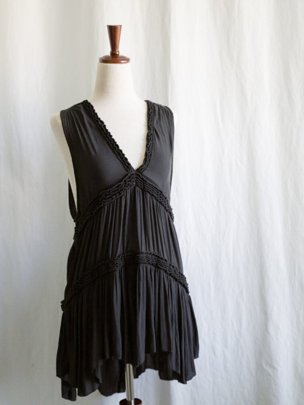 Free People Black Tiered Tunic Top Boho S